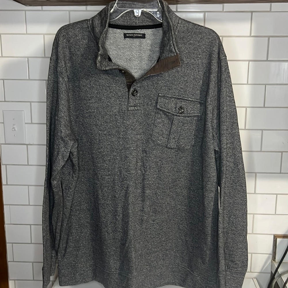Banana Republic Shirt Mens Sz 2X Henley Long Sleeve Pullover Sweatshirt
